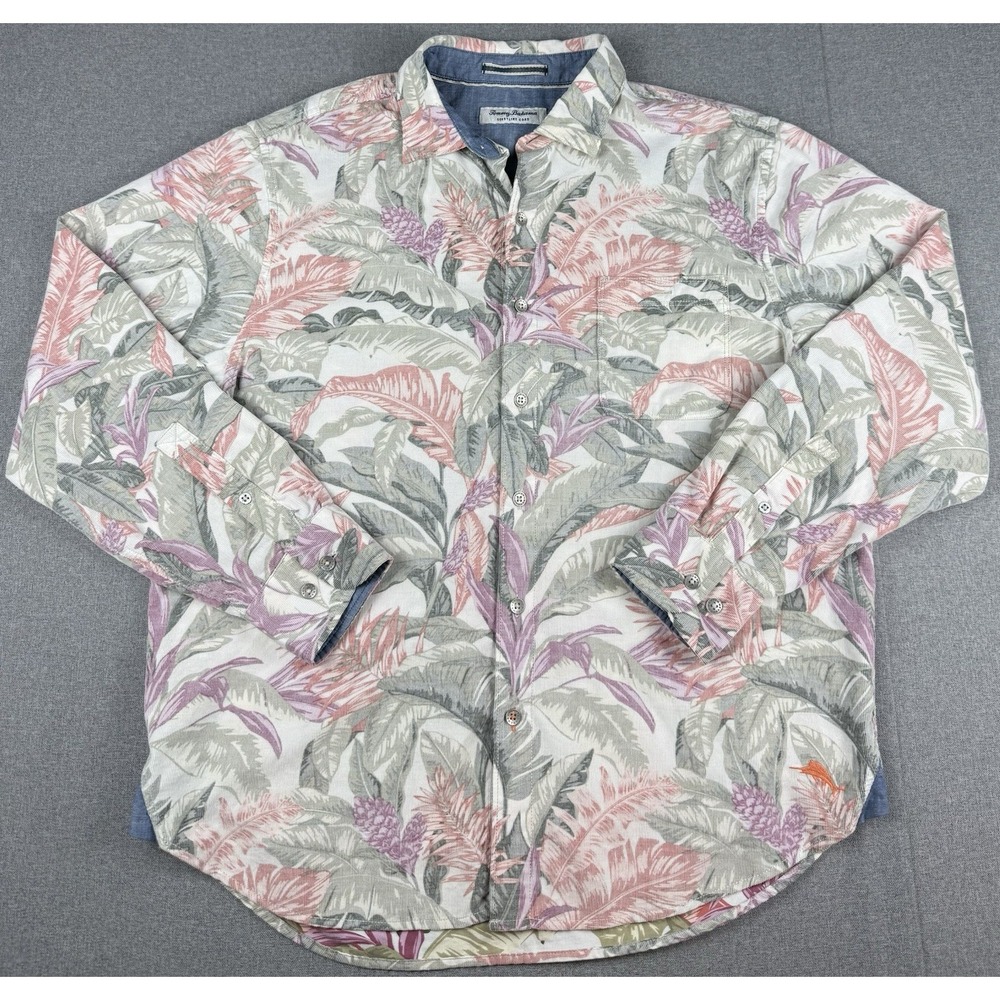 Tommy Bahama Mens XL Coastline Cord Shirt Tropical Floral Corduroy Button Up